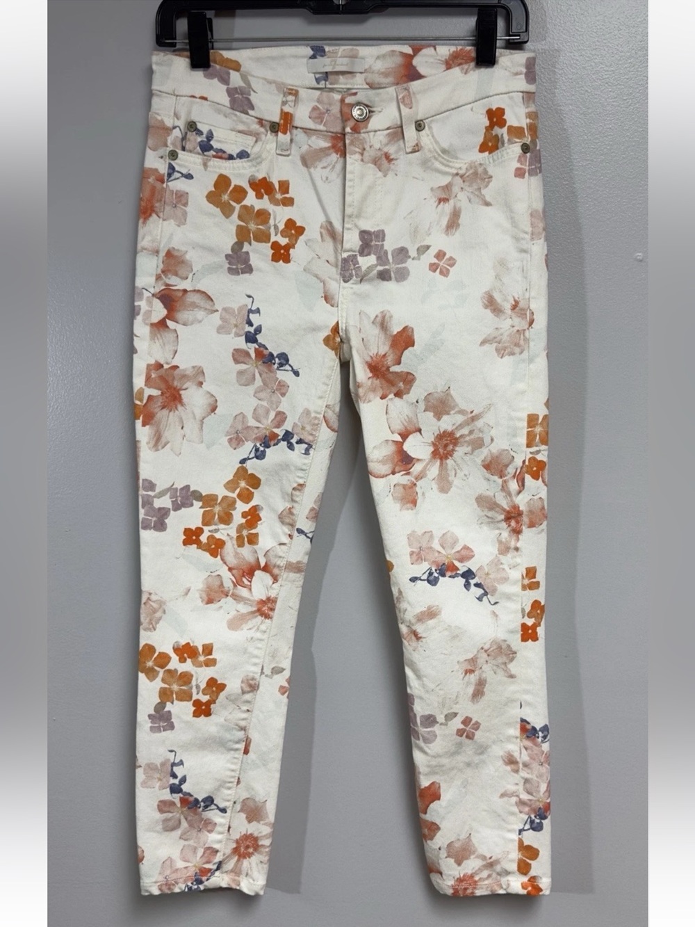 7 For All Mankind Skinny Jeans Bow Blossoms Size 27
